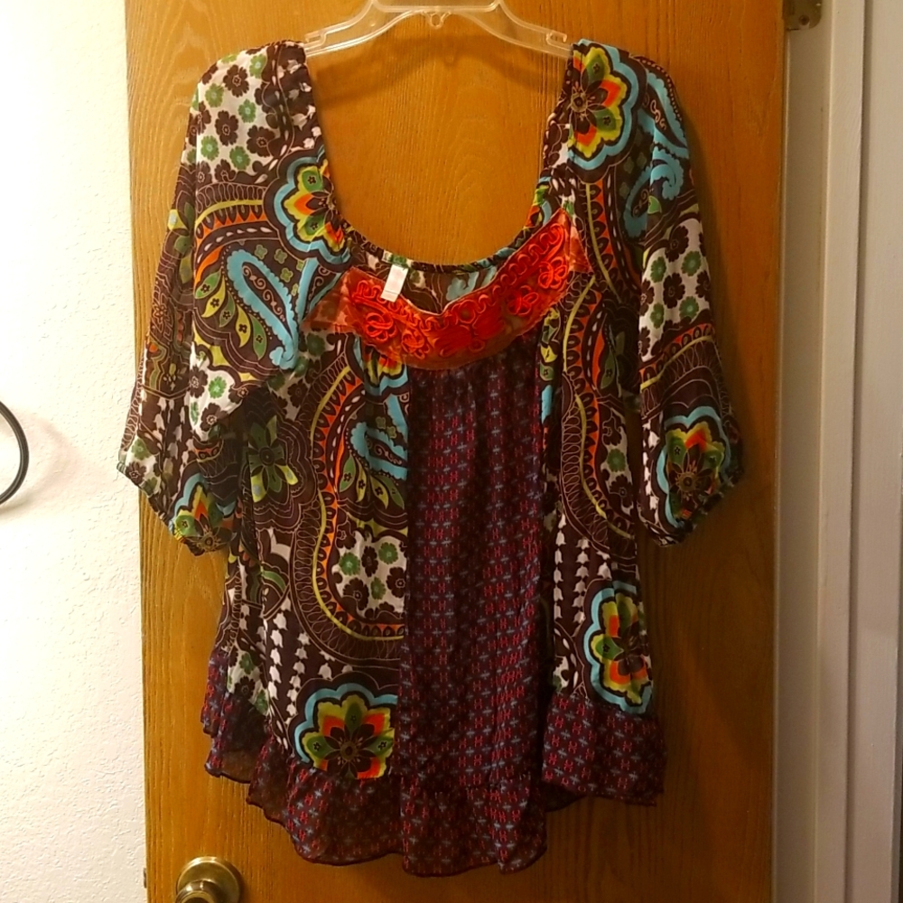 xhilaration blouse multi-color size XL